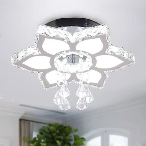 13.4" Modern Crystal Chandelier Light Fixture LED Flush Mount Ceiling Light - Picture 1 of 7