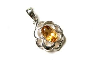 Sterling Silver Citrine Pendant Celtic Necklace no Chain Made in UK Gift Boxed - Picture 1 of 4