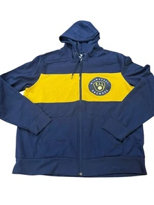 Fanatics jacket milwaukee Brewers Full zip mens L Navy & Yellow - Picture 1 of 6