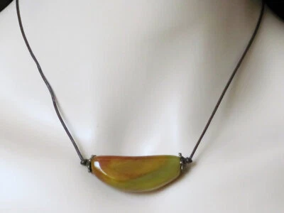 Collar de Cuero Bohemio Boho Hippie Playa Unisex Natural Ágata Terrosa Naturaleza Foto 1 de 4