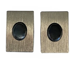 Brushed Metal Vintage Art Deco Style Square Cufflinks with Black Oval Center - Picture 1 of 5