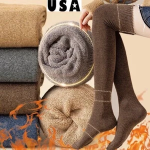 Wool Knit Stockings Long Over Knee Thigh High Boot Winter Warm Women Socks Girl - Picture 1 of 18