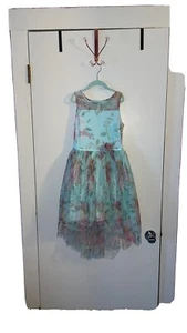 Pink & Violet blue poofy floral sleeveless dress girl size 10 - Picture 1 of 12