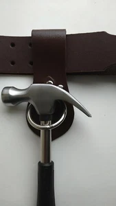 Hammer Holder Tool Pouch & Leather Tool Belt | Steel Ring Leather Hammer Holder - Picture 1 of 8
