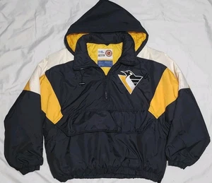 Vintage 90s Pittsburgh Penguins Chalk Line Medium Retro Pull Over Coat  - Bild 1 von 5