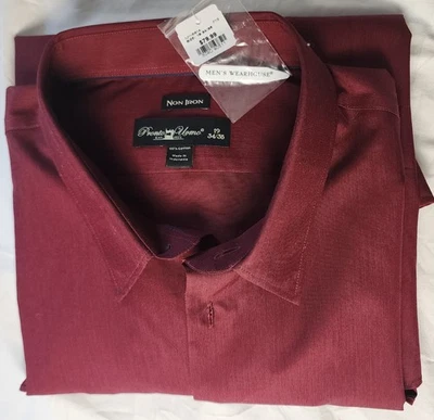 NWT Mens Warehouse Pronto Uoma Men's No-Iron Business Shirt 19" 34/35 - Image 1 of 4