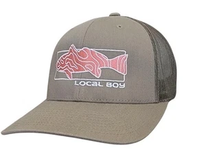 Local Boy Outfitters Snapback Trucker Hat Embroidered Fish Spellout Logo Fishing - Picture 1 of 9
