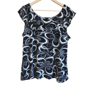 Camicetta canotta top smanicato Susan Lawrance collo arricciato scollo a scoop donna taglia 1X - Foto 1 di 7