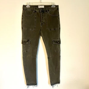 Free People Cargo Utility Pant Hunter Army Green Button Fly Skinny Size 28 - Picture 1 of 9