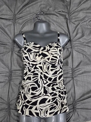 Camiseta tankini para mujer APT 9 estampado blanco y negro talla grande Foto 1 de 2