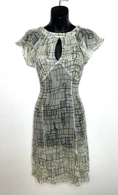 Vestido para mujer Anthropologie Saja talla 0 100 % seda estampado geométrico mediados de siglo Foto 1 de 4