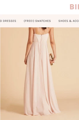 Vestido Gris Pájaro Kaia Dama de Honor Rosa Claro Rubor Pálido Pequeño y XS X-Pequeño Maxi Foto 1 de 4