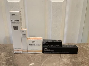 5 Piece IT Cosmetics Set LIGHT BYE BYE FOUNDATION Pores Concealer Hello Lashes - Picture 1 of 5