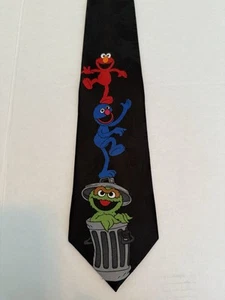 Vtg Men’s NeckTie Sesame Street Oscar Grover Elmo Jim Hanson CTW 55”/3.75” - Picture 1 of 13