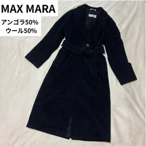Max Mara Angora Wool Gown Coat Black Silver Tag M/38 Excellent Condition Japan - Picture 1 of 11
