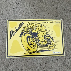 Neumáticos de moto Michelin estilo vintage NUEVO letrero 12"x18" carretera carreras amarillo - Imagen 1 de 6