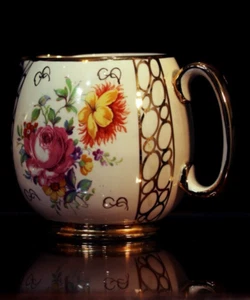 Vintage SADLER MILK JUG Porcelain GRADUATED 11 CM TALL gilded c.1950 - Picture 1 of 8