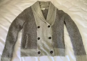 Wallace for J Crew Special Collection Boiled Wool Patched Cardigan Grey Medium - Picture 1 of 23