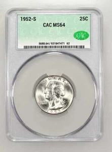1952 S Washington Quarter CACG MS 64 CAC -162 - Picture 1 of 2