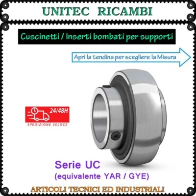 UC - YAR - GYE Cuscinetto Inserto bombato per supporto. Fissaggio con grani - Immagine 1 di 3