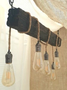 Handmade Beam Chandelier - Wood Beam Chandelier Wooden Chandelier Rustic Lightin - Picture 1 of 8
