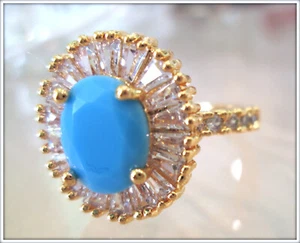 turquoise natural gemstone ladies 14k gold filled ring size7 - Picture 1 of 8