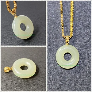 Collar Colgante 100% Blanco Hotan Jade Ping An Hebilla Jade Donuts Colgante Y100 - Imagen 1 de 30