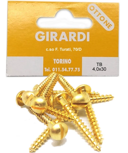 VITE A LEGNO IN OTTONE TESTA BOMBATA mm4,0x30 - DIN 96 - pz 10/20/50/100 - Immagine 1 di 1