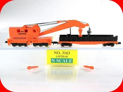 N Scale AMTRAK **MOW** Boom Crane #846, Flat Car Tender - Model Power 3163 *NEW* - Image 1 of 4
