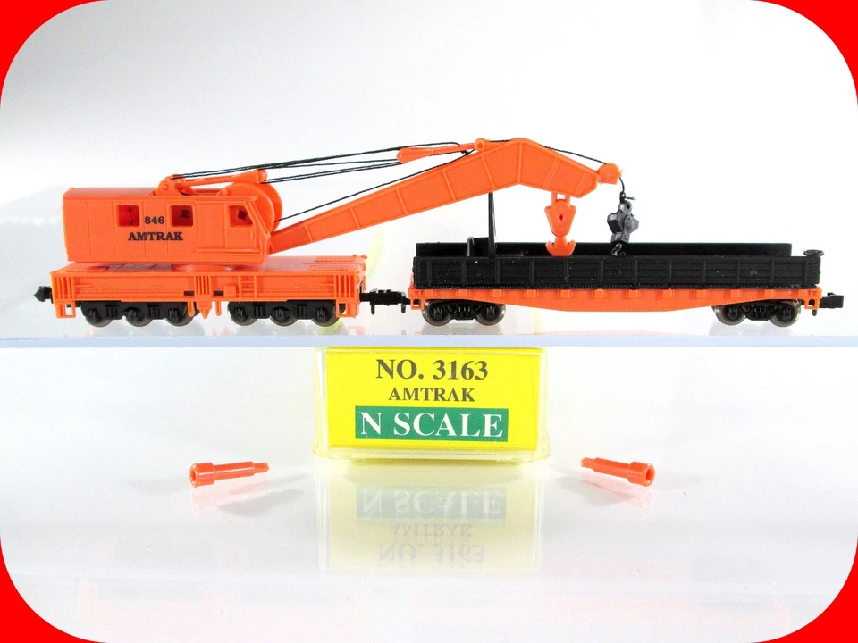 N Scale AMTRAK **MOW** Boom Crane #846, Flat Car Tender - Model Power 3163 *NEW* - Image 1 of 4