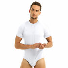 Men Adults One Piece Lingerie Press Crotch T-shirts Bodysuit Romper Tops Pajamas