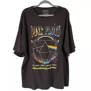 T-shirt Pink Floyd donna XXL nera invecchiata tour mondiale 1972-73 oversize - Foto 1 di 11
