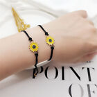 2Pcs Sunflower Adjustable Lovers Paper Card Bracelet Set Wax Wire Woven Handmade