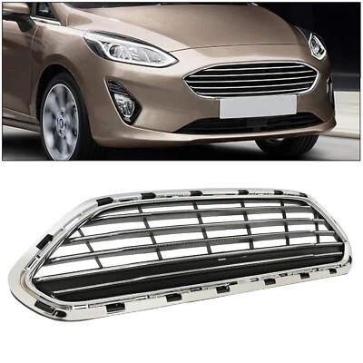 Chrome Front Bumper Upper Grille Grill For 2014-2019 Ford Fiesta 4DR 15 16 17 18 - Image 1 of 4