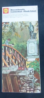 1974 Massachusetts Connecticut Rhode Island  oad map Shell oil gas city inserts - Image 1 of 4