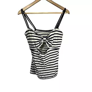 Tankini da nuoto KATE SPADE donna immersioni a destra fiocco a righe blu navy/bianco grande - Foto 1 di 8