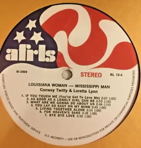 RADIO SHOW AFN RL12-4 CONWAY TWITTY & LORETTA LYNN 'MISSISSIPPI MAN, L.ANDERSON - Picture 1 of 2