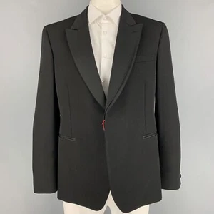 ALEXANDER MCQUEEN Size 44 Black Wool Peak Lapel Sport Coat - Picture 1 of 9