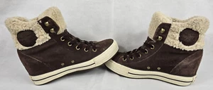 Damen Converse CT Plateau Plus Hi Top Sneaker. Wildleder, Kunstfell. Braun. UK 6. - Bild 1 von 16