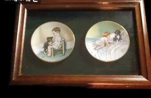 2 Framed Dogs Bessie Pease Gutmann Collector Plates Who's Sleepy/Sympathy 1991 - Picture 1 of 11
