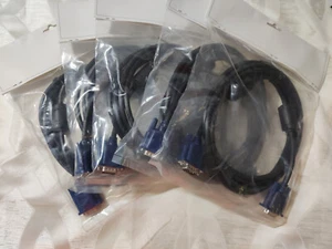LOT X5 - VGA Cable 9' Feet M to M Cord 15 Pin D-Sub Monitor Display Cables NEW - Picture 1 of 4
