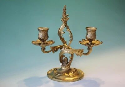 RARO Antiguo Christofle ROCAILLE Marly Dorado 2 Brazos Candelabro Palo Foto 1 de 4