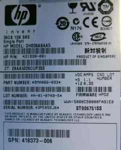 HP Seagate 36GB 2.5" SAS 3GB/s 15K SP Hard Drive HDD 431930-001 ST936751SS - Picture 1 of 2