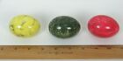 SET OF 3 VTG 1960s STONE EASTER EGGS 2 3/8" TALL RED GREEN YELLOW