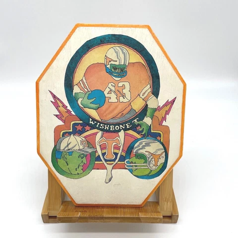 Vintage 1973 Texas Longhorns "Wishbone" Wood Plaque by Pi Kappa Alpha 10.25"x8" Cover