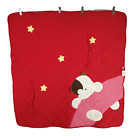 NEW Puppy Dog Pet Blanket 92x92cm Red Quilted Embroidered Patch