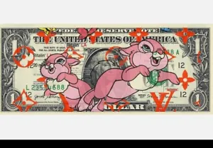 Death NYC ltd ed signed art US one DOLLAR $1 bill bank note ben frost ritalin - Picture 1 of 4