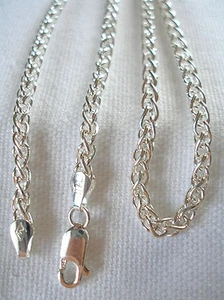 Italy-  Sterling Silver 'Round Wheat' Necklace  (16 Inch) - Bild 1 von 5
