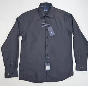 Ben Sherman Slim Fit Size 15-15.5 32-33 Men's Black Basketweave Dobbie L/S Shirt - Picture 1 of 12