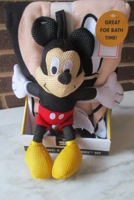 Disney Mickey Mouse Set- Bath Towel 25"x50" & Bath Buddie 12" Mickey  New Kids - Image 1 of 4